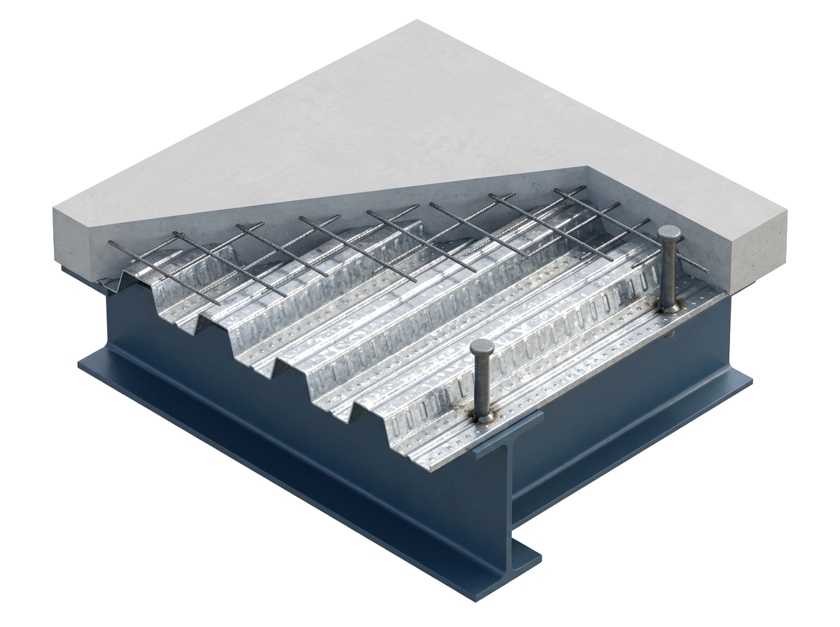 โครงสร้างพื้นเหล็กคอมโพสิต Composite Floor Slab Cutaway